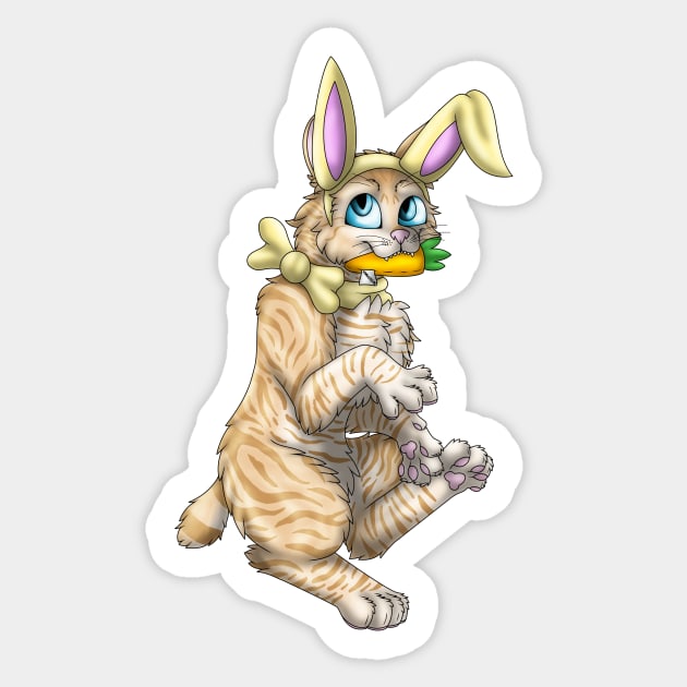 Bobtail BunnyCat: Cream Tabby (Yellow) Sticker by spyroid101